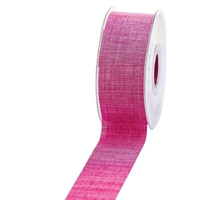 Gift ribbon linen look 40mm 20 meters pink