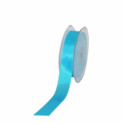 Ruban cadeau double satin 25mm/25mètres turquoise