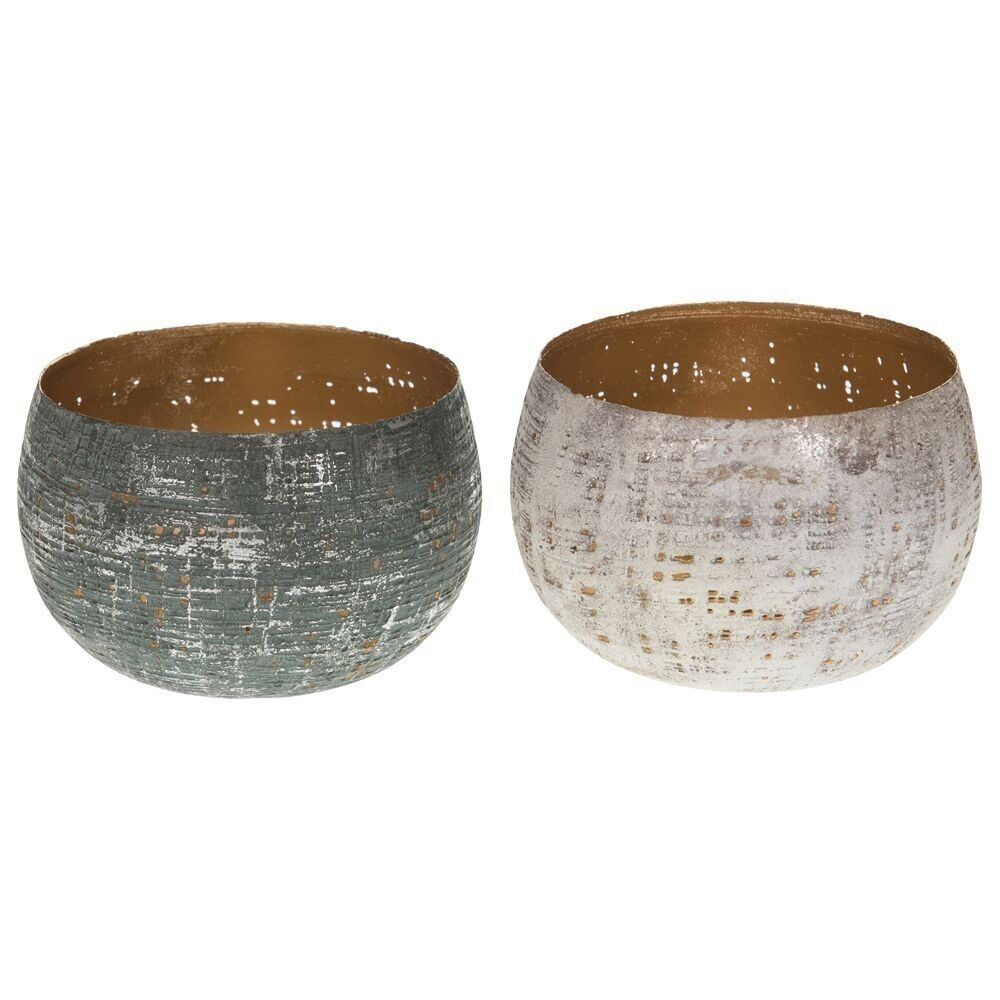 Portacandele in metallo assortito Linna bianco/grigio