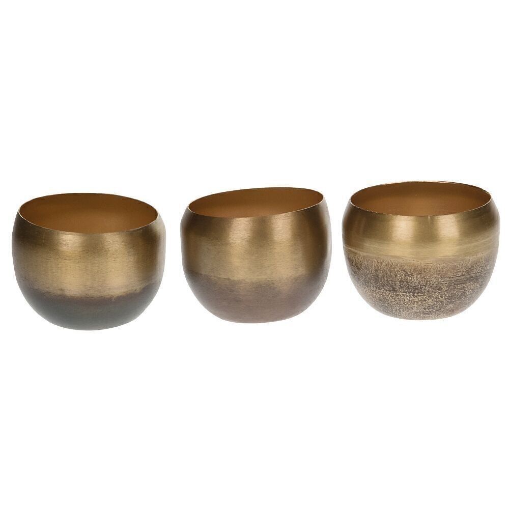 Portacandele in metallo 6x6x8cm oro sfumato Lumi