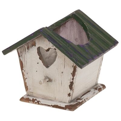 Wooden birdhouse 16x13x14cm white/green