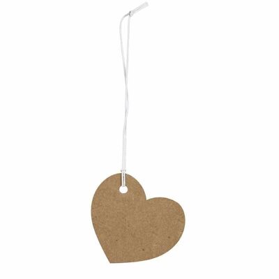 Hang tag heart kraft paper brown 4x4cm