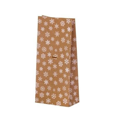 Block bottom bag snowflake 12x6.5x26cm