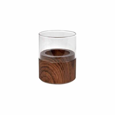 DUNI candle holder NEAT 75x68 mm dark wood with glass