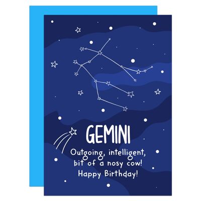 Gemini Rude Star Sign Zodiac Birthday A6 Card