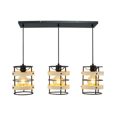 Artone 3-light metal and bamboo chandelier