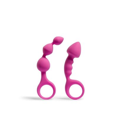 Chain and anal plug set for beginners Amy&Frank Pink