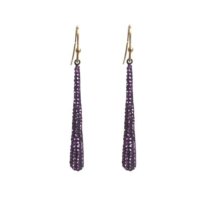 Long earring with rhinestones - purple