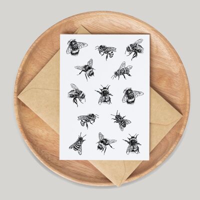 Carte de vœux unique abeilles noires