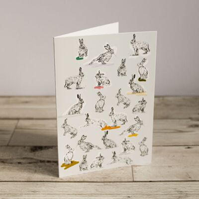 Hares Single Greeting Card