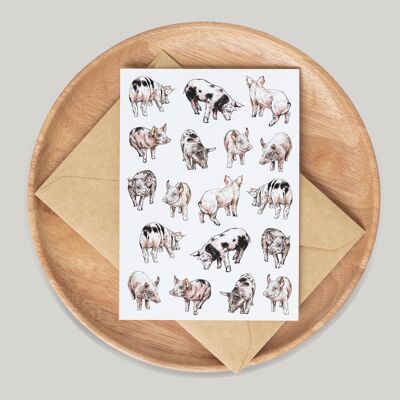 Tarjeta de felicitación Piglets Single
