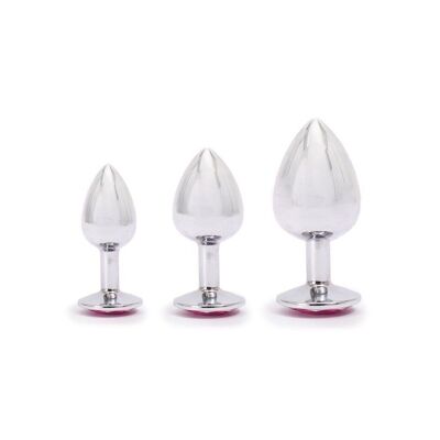 Set mit 3 PimPamPum Analplugs aus rosa Metall