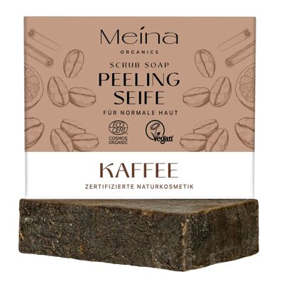Exfoliating soap with coffee