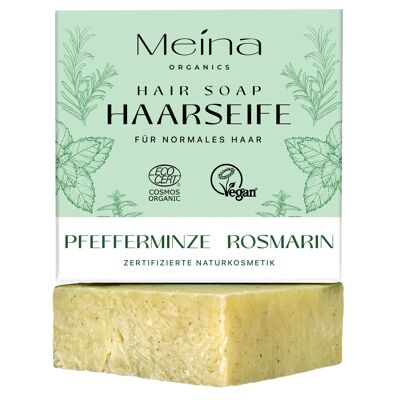 Hair soap with peppermint and rosemary