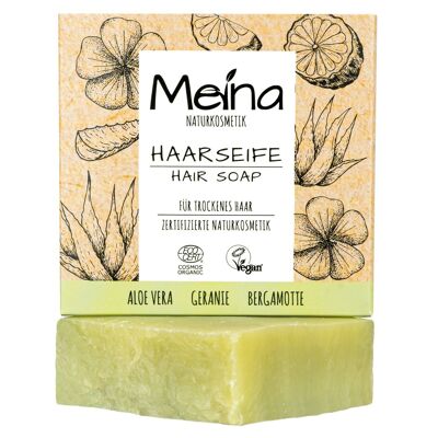 Hair soap with aloe vera, geranium and bergamot