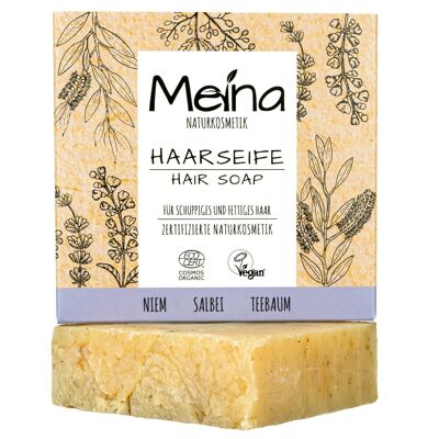 Hair soap with neem, sage and tea tree