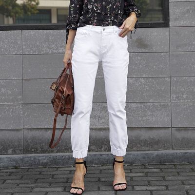 Jeans da donna cropped elasticizzati a vita media multicolori