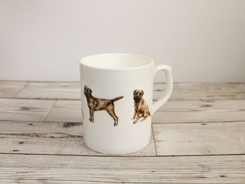 Hand Printed Border Terrier Dog Bone China Mug