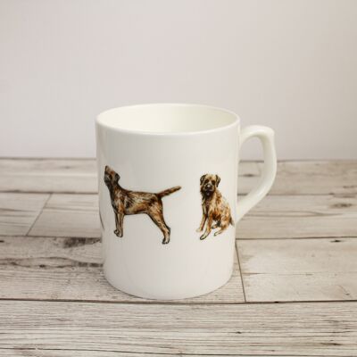 Hand Printed Border Terrier Dog Bone China Mug