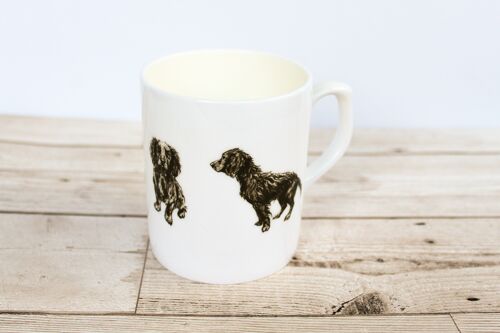 Hand Printed Black Cocker Spaniel Bone China Mug