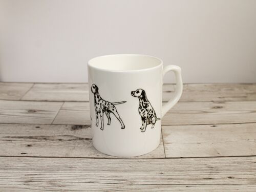 Hand Printed Dalmatian Dog Bone China Mug