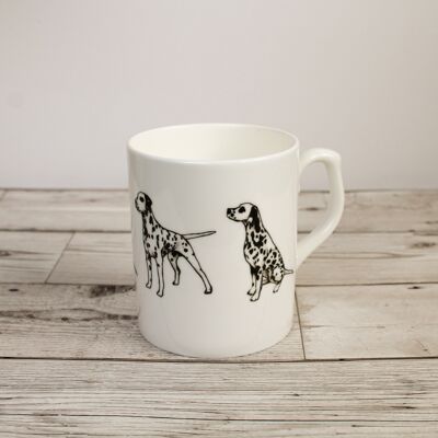 Hand Printed Dalmatian Dog Bone China Mug