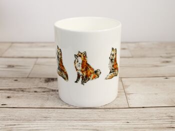 Tasse en porcelaine de renard imprimée à la main 2