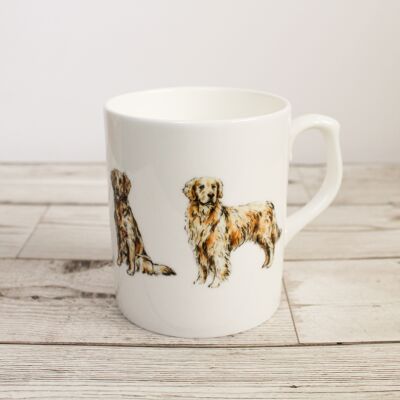 Tasse en porcelaine de chien Golden Retriever imprimée à la main