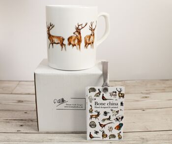 Tasse en porcelaine de cerf en os de cerf imprimé à la main 6