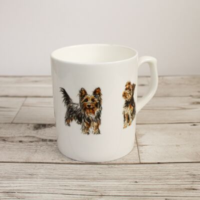 Hand Printed Yorkshire Terrier Dog Bone China Mug