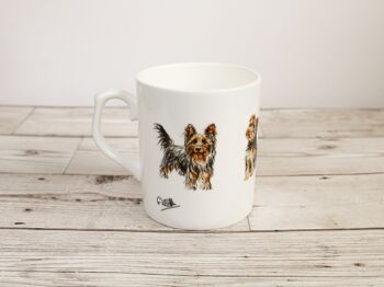 Tasse en porcelaine pour chien Yorkshire Terrier imprimée à la main 3