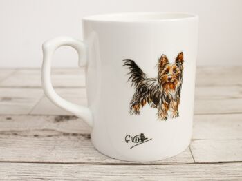 Tasse en porcelaine pour chien Yorkshire Terrier imprimée à la main 5