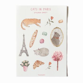 Cats In Paris Sticker Sheet 1