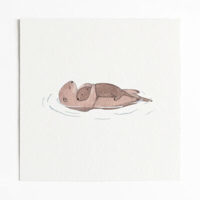 Stampa artistica di abbraccio di lontra - senza busta