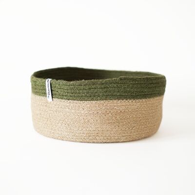 Natural Jute Basket with Green Edge