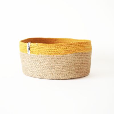 Cesta de Yute Natural Borde Color Amarillo