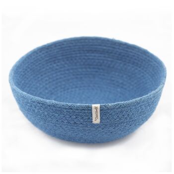 Panier Rond Jute Couleur Bleu 2