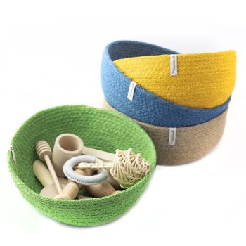 Panier Rond en Jute Couleur Vert 4