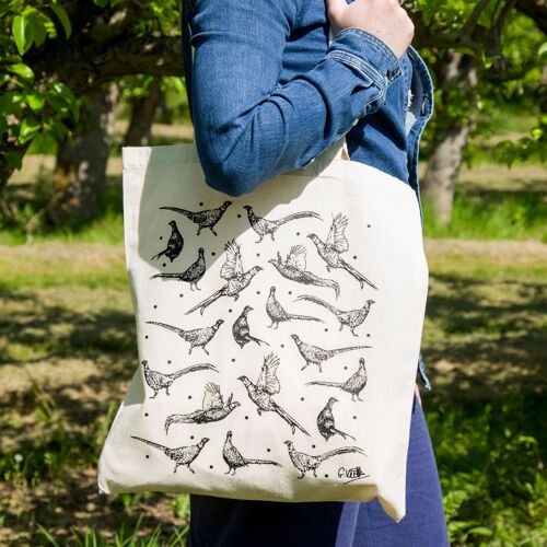 Pheasants Cotton Tote Bag