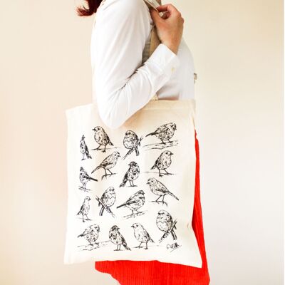 Borsa tote in cotone Robins Bird