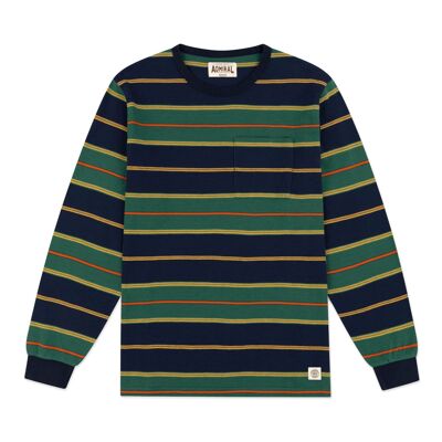 Gowan Stripe Long Sleeve T-Shirt - Green / Navy / Yellow