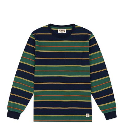 T-Shirt Manches Longues Gowan Stripe - Vert / Marine / Jaune