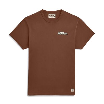 ASGco. Gestreiftes Chenille-Logo-T-Shirt - Latham Brown