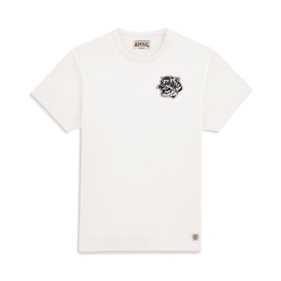 T-shirt Tiger Head B/N Chenille Logo - Gyr White
