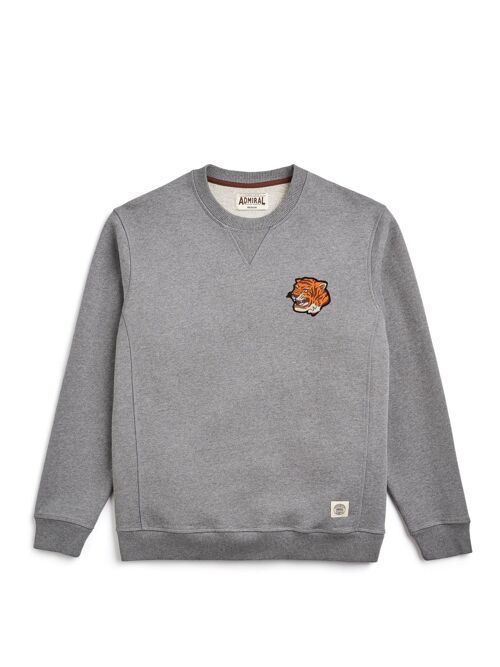 Tiger Head Chenille Logo Sweatshirt - Condor Grey Marl