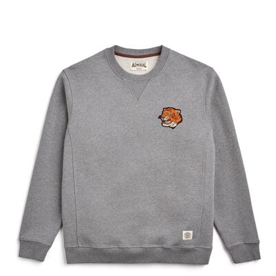 Tiger Head Chenille Logo Sweatshirt - Condor Grey Marl