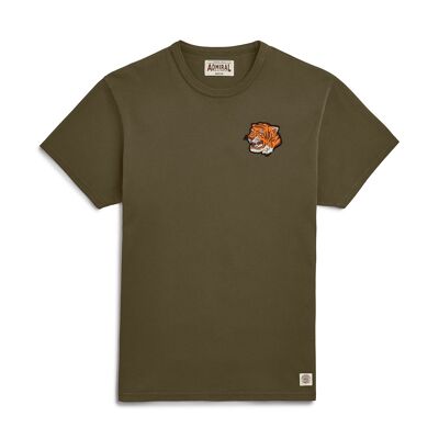 T-shirt con logo in ciniglia testa di tigre - verde ontano