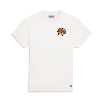 T-shirt con logo in ciniglia testa di tigre - Gyr White