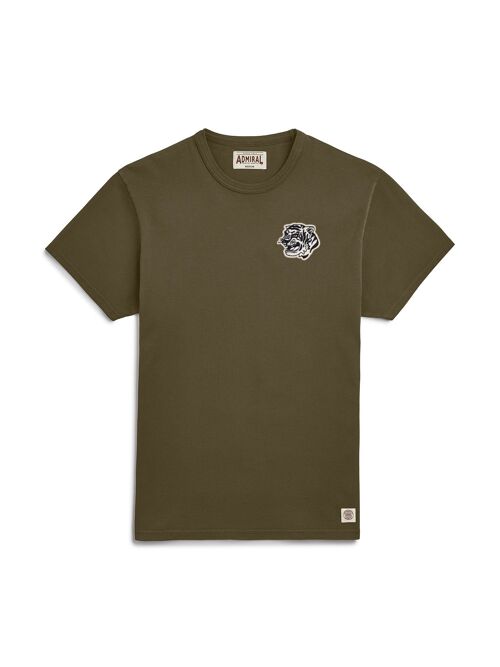 Tiger Head B/W Chenille Logo T-shirt - Alder Green