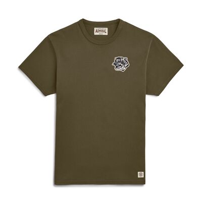 Tiger Head B/W Chenille Logo T-Shirt - Erlengrün